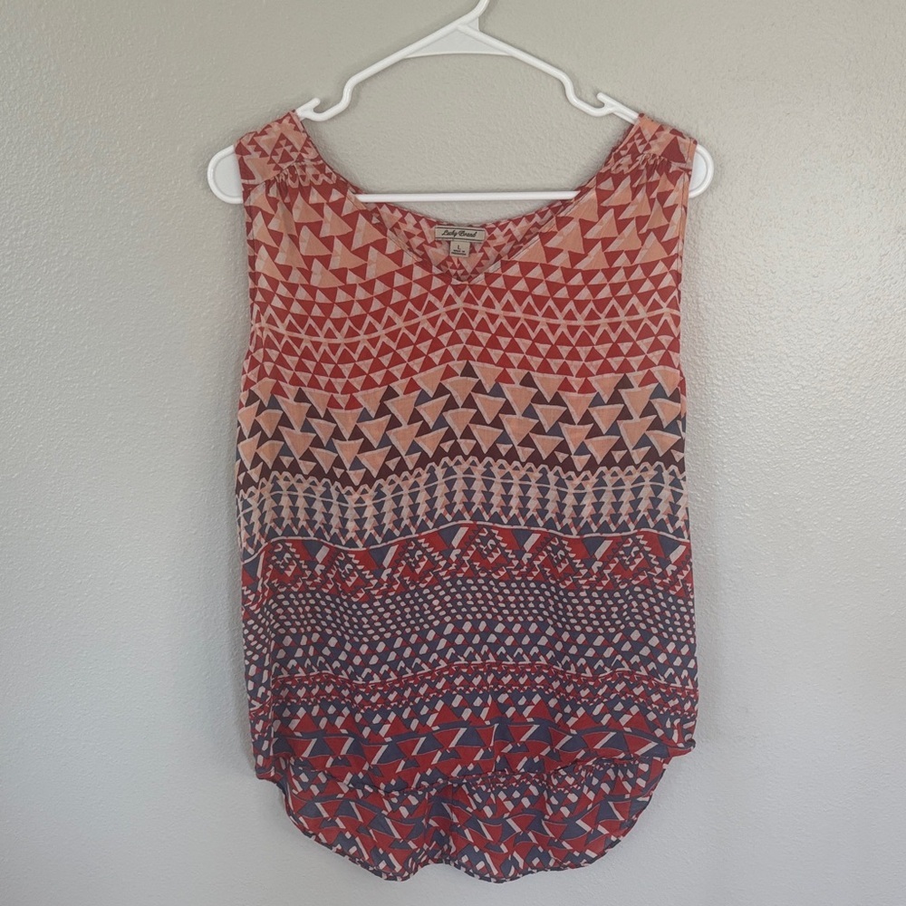 Lucky Brand Red and Blue Patterned Blouse -135sku